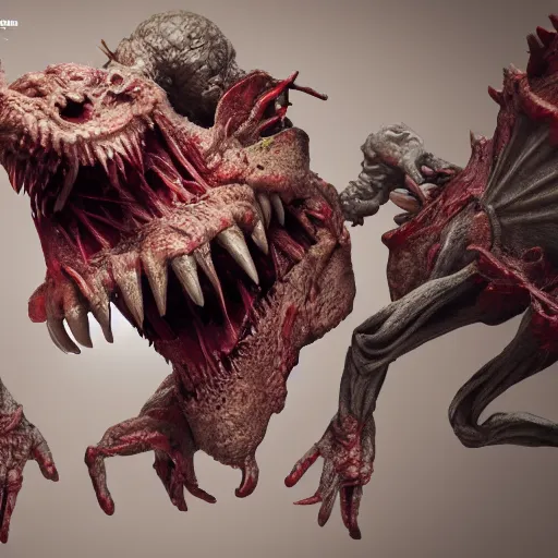Prompt: a gruesome monster, horrifying, extremely detailed, octane render, cgsociety