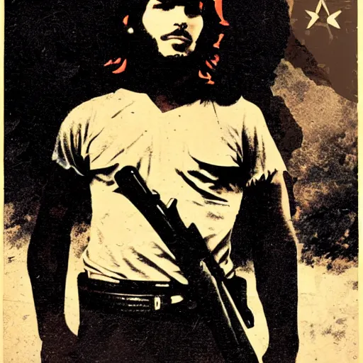 Prompt: young man as che guevara, soviet propaganda style