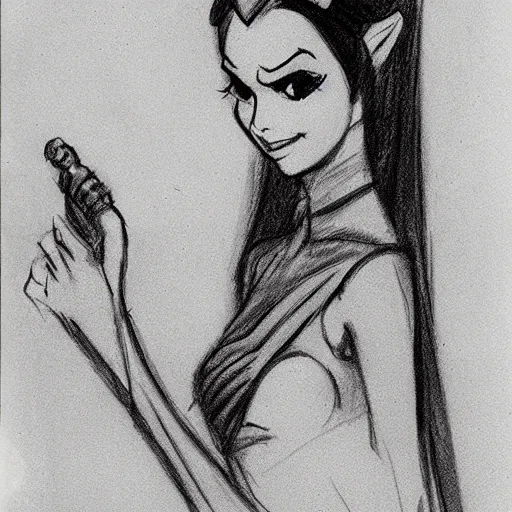 Image similar to milt kahl sketch of victoria justice as princess padme from star wars episode 3