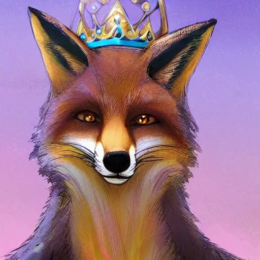 Image similar to fox wearing a tiara, fantasy art, artstation