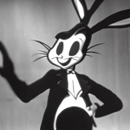 Image similar to movie still, bugs bunny in 1 9 3 0 s film noir movie, black and white