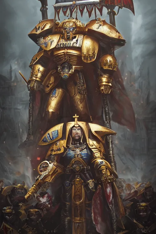 Image similar to queen portrait heros warhammer 4 0 k horus heresy fanart - the primarchs emperor by johannes helgeson animated with vfx concept artist & illustrator global illumination ray tracing hdr fanart arstation zbrush central hardmesh 8 k octane renderer comics stylized