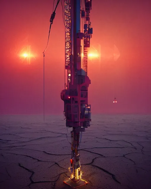 Image similar to a glowing female spirit of mother nature screams out in agony. drilling rigs bore into the earth in the background. wide shot, detailed, sharp, 8 k, award winning digital art by beeple.