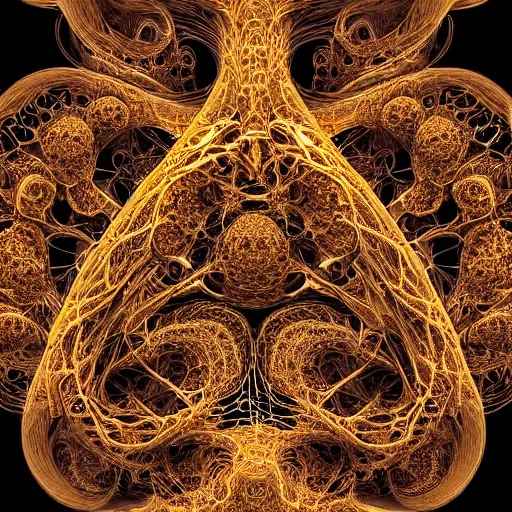 Image similar to human soul, nature, mandelbrot fractal, veins, arteries, eyes, intricate, golden ratio, full frame, microscopic, elegant, highly detailed, ornate, ornament, sculpture, elegant , luxury, beautifully lit, ray trace, unreal, eye fish lens, 3d, PBR, radial symmetry, in the style of peter Gric and Romero Ressendi