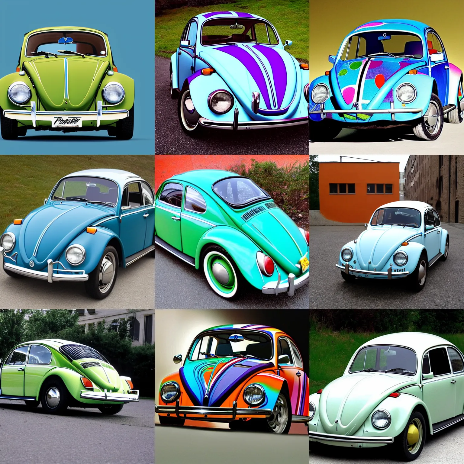 Prompt: 1970 vw beetle painted by picasso