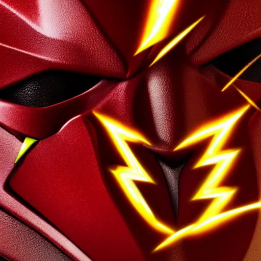 Prompt: close up of The Flash\'s face with lightning, realistic, detailed, 8k