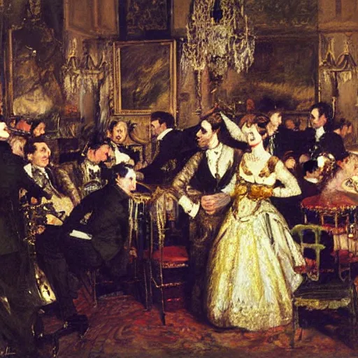 Image similar to a painting of a band show by Adolph Menzel