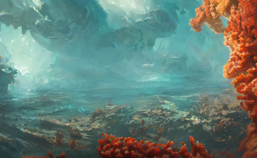Image similar to A painting of a Coral Reef trending on artstation in the style of Greg Rutkowski
