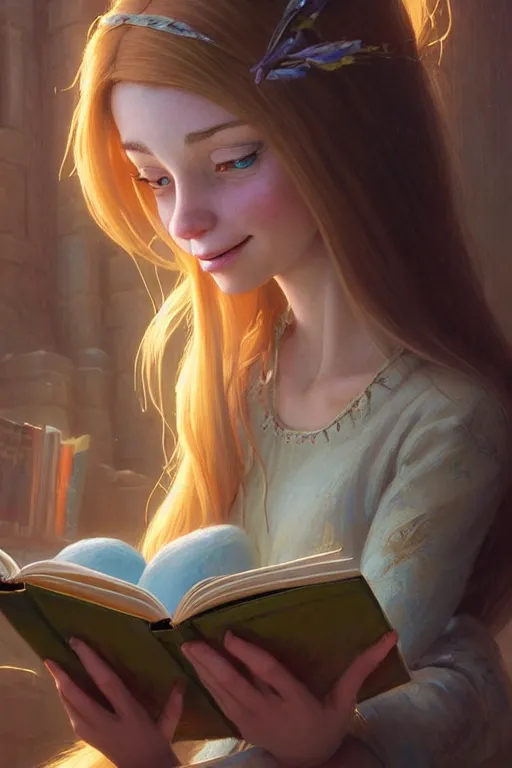 Prompt: highly detailed portrait of beautiful girl reading a book, hair flowing down, in shrek, blurred hands, dynamic pose, unreal engine, fantasy art by greg rutkowski, loish, rhads, ferdinand knab, makoto shinkai and lois van baarle, ilya kuvshinov, rossdraws, tom bagshaw, global illumination, radiant light, detailed and intricate environment