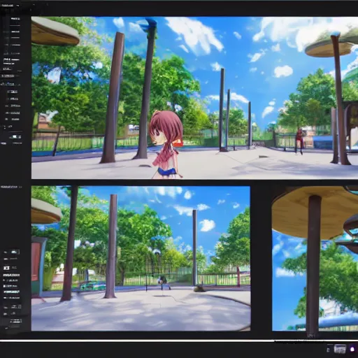 Image similar to cute anime playground unreal engine rendering 4k next-gen