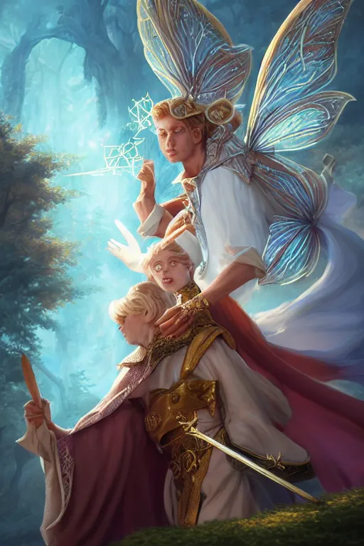 Image similar to legendary fairy prince wizard cast a spell, highly detailed, d & d, fantasy, highly detailed, digital painting, trending on artstation, concept art, sharp focus, illustration, global illumination, ray tracing, realistic shaded, art by artgerm and greg rutkowski and fuji choko and viktoria gavrilenko and hoang lap