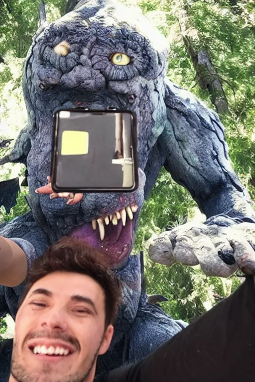 Image similar to a huge monster taking a selfie