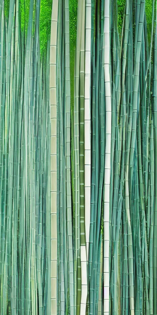 Image similar to a minimalist picture of a beautiful and magical bamboo forest landscape, by petros afshar