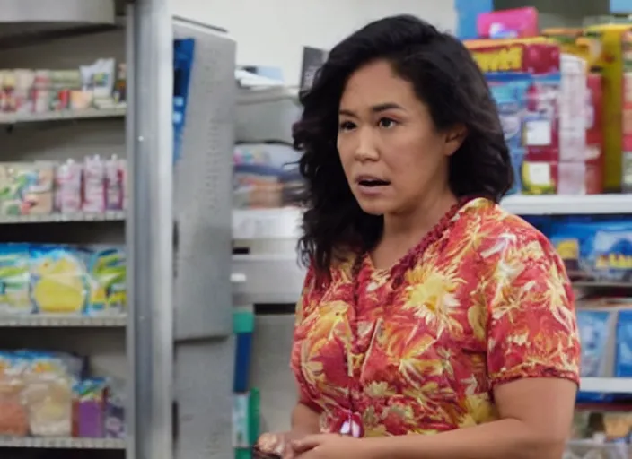 Image similar to film still of kaliko kauahi as sandra kaluiokalani in superstore 2 0 1 5