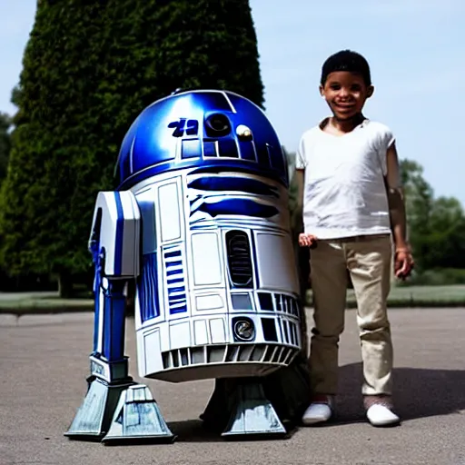 Prompt: portrait of r 2 - d 2 and c 3 p 0 in front of the whitehouse