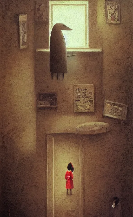 Prompt: portrait of a character in a scenic environment by Shaun Tan