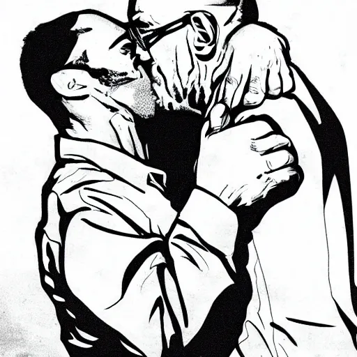 Image similar to jesse kissing walter white from breaking bad fan art