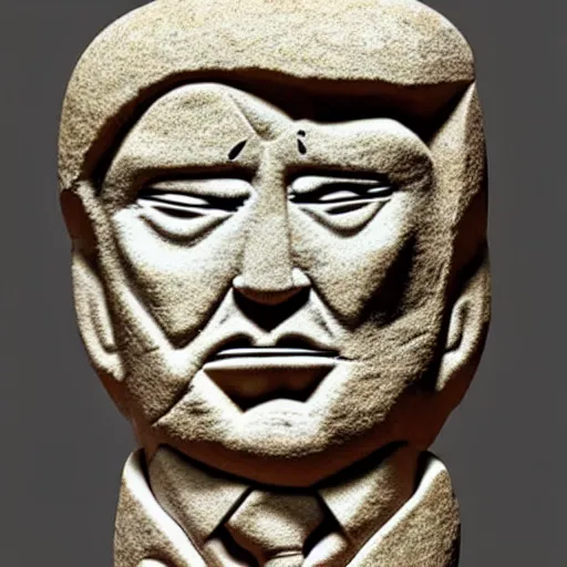 Image similar to stone carving of Donald Trump. ancient cave markings. 8000 years old.