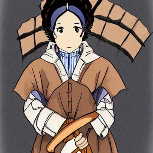 Prompt: beautiful, tan manga woman, in the style of golden kamuy