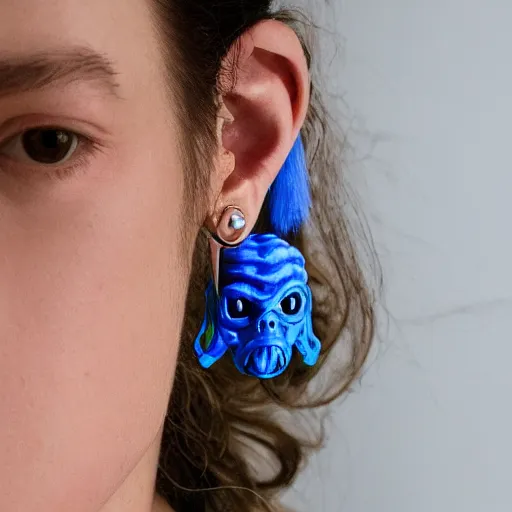 Prompt: demogorgon with blue earrings