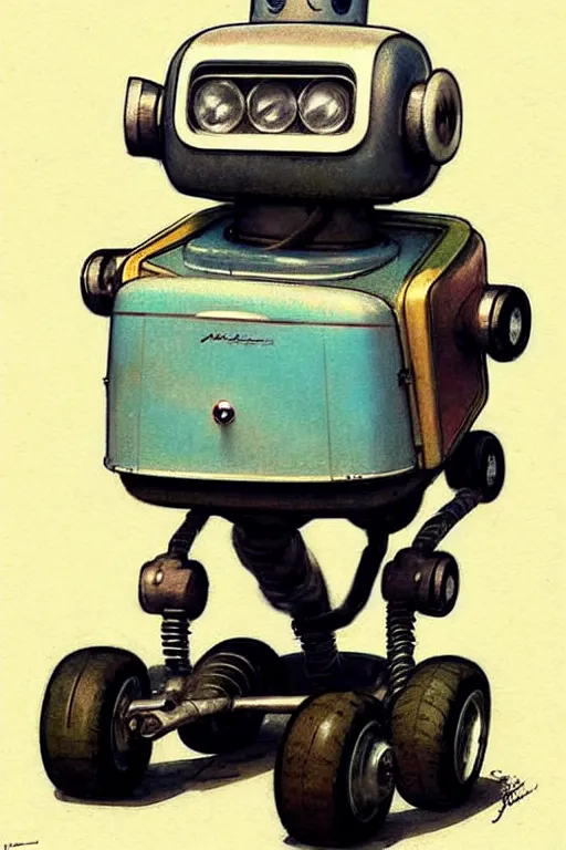 Prompt: ( ( ( ( ( 1 9 5 0 s retro future android robot gokart. muted colors., ) ) ) ) ) by jean - baptiste monge,!!!!!!!!!!!!!!!!!!!!!!!!!