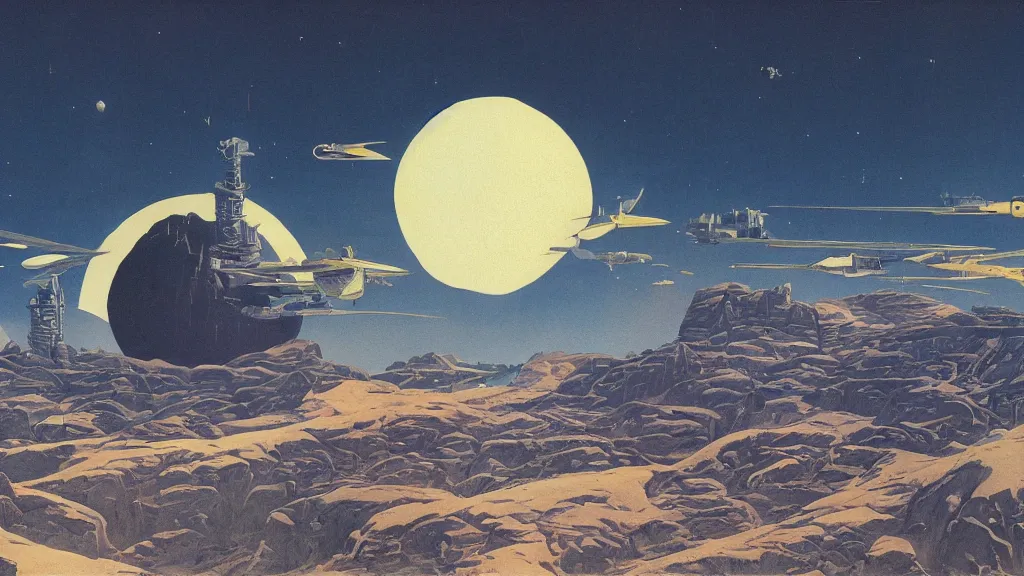 Image similar to artwork in the style of chesley bonestell.