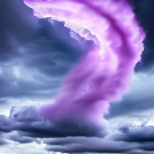 Image similar to amazing photo of purple clouds in the shape of a tornado, detailed digital art, beautiful dramatic lighting