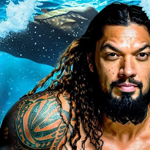 Image similar to portrait of roman reigns as aquaman, under the ocean