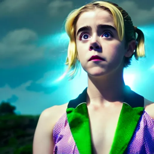 Prompt: cinematic scene with kiernan shipka as jolyne from jojo's bizarre adventure, live action film, stone ocean, dramatic, small details, volumetric lighting, still frame