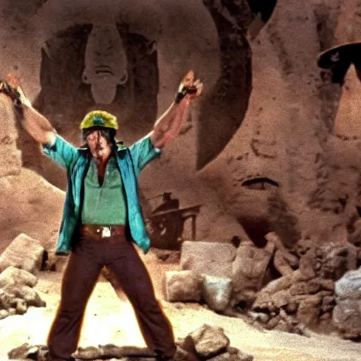 Image similar to a film still of Joseph Joestar from Battle Tendency in Raiders of the Lost Ark(1981)