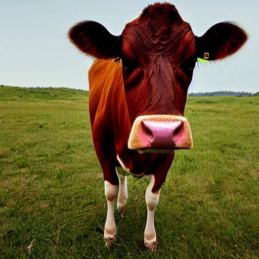 Prompt: a cow, portrait by vogue