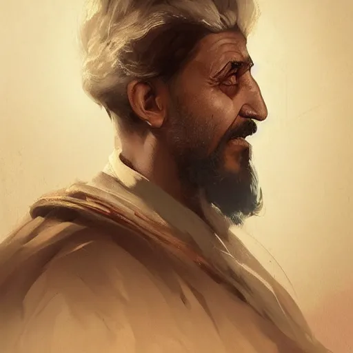 Image similar to a portrait of a Kurdish Albert Einstein in Kurdish clothes by Greg Rutkowski, digital art, horror, chiaroscuro, trending on artstation, anime arts, featured on Pixiv, HD, 8K, highly detailed, good lighting, beautiful, epic, masterpiece