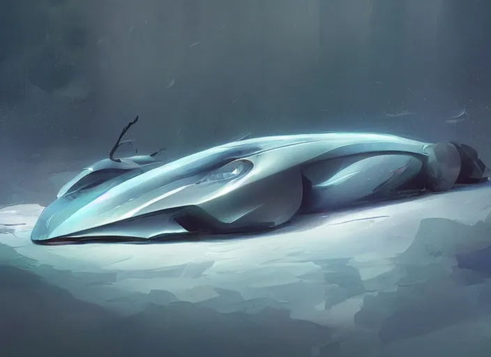 Prompt: beautiful concept design of a car that looks almost like a whale. car design by cory loftis, fenghua zhong, ryohei hase, ismail inceoglu, ruan jia, henrik fisker, bruce kaiser, scott robertson, dmitry mazurkevich, doruk erdem, and jon sibal. volumetric light