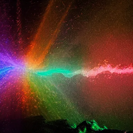 Image similar to light and dark waging war with each other, creating a flurry of colors