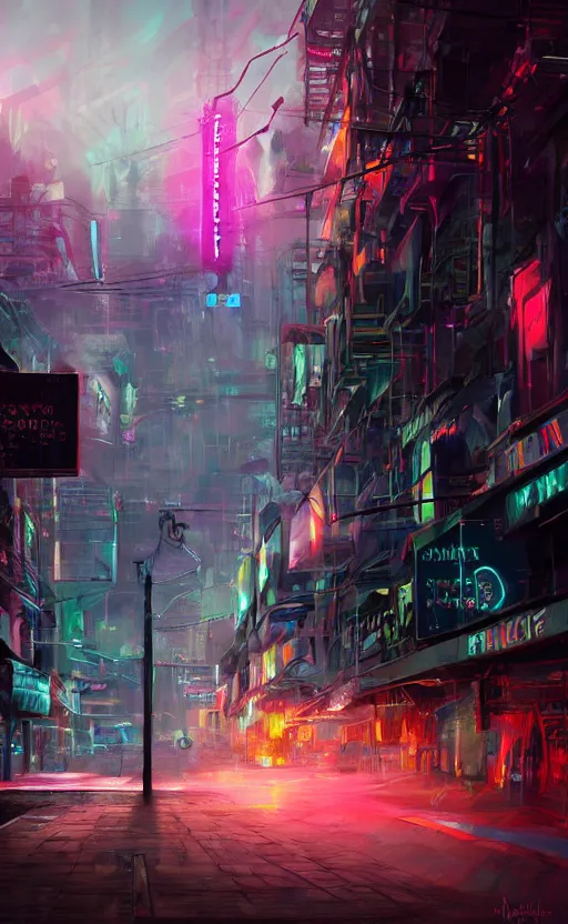 Image similar to a blurry neon sign in the distance, dynamic lighting, photorealistic fantasy concept art, trending on art station, stunning visuals, creative, cinematic, ultra detailed