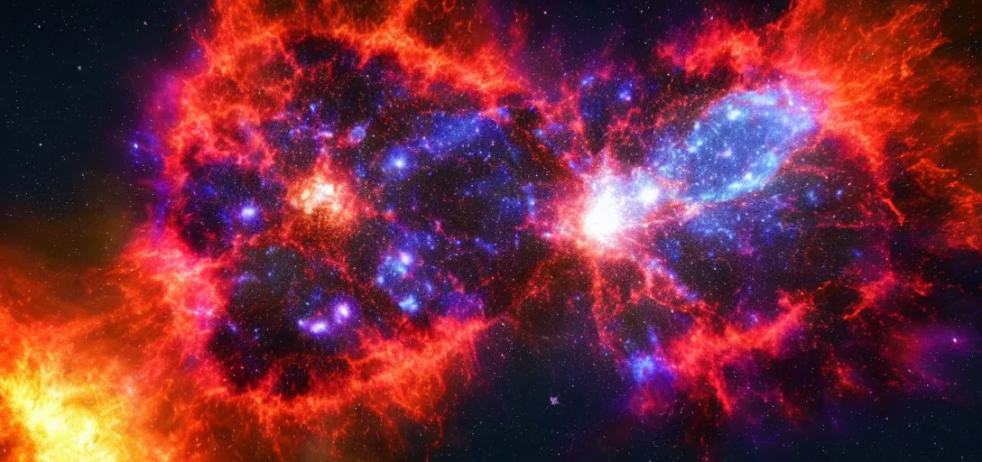 Image similar to supernova explosion, g 2 6 1. 9 + 5. 5, small detail, smooth, cinematic, the structure of galaxy, high detail, photorealism, sharp focus, star sharpness, different angles, 4 k, trending on artstation, astrologers