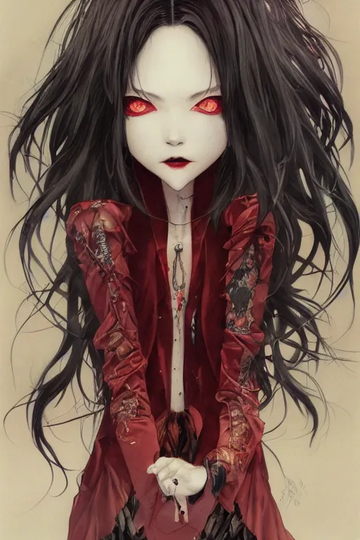 Prompt: vampire beautiful girl soft light painted by james jean and katsuhiro otomo and erik jones, inspired by evangeleon anime, smooth face feature, intricate oil painting, high detail illustration, sharp high detail, manga and anime 1 9 9 9