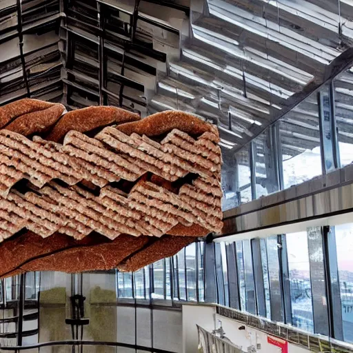 Prompt: building made of meat and bones, biopank style