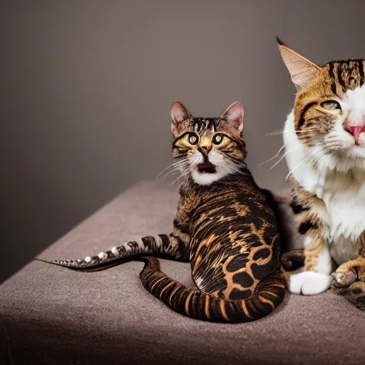 Image similar to an octopus and a cat sitting together, professional photography