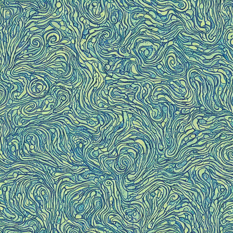 Image similar to beautiful and artistic mycelium on a fantastic planet and unusual critters of the ocean, highly detailed, seamless tiling pattern with optical illusion