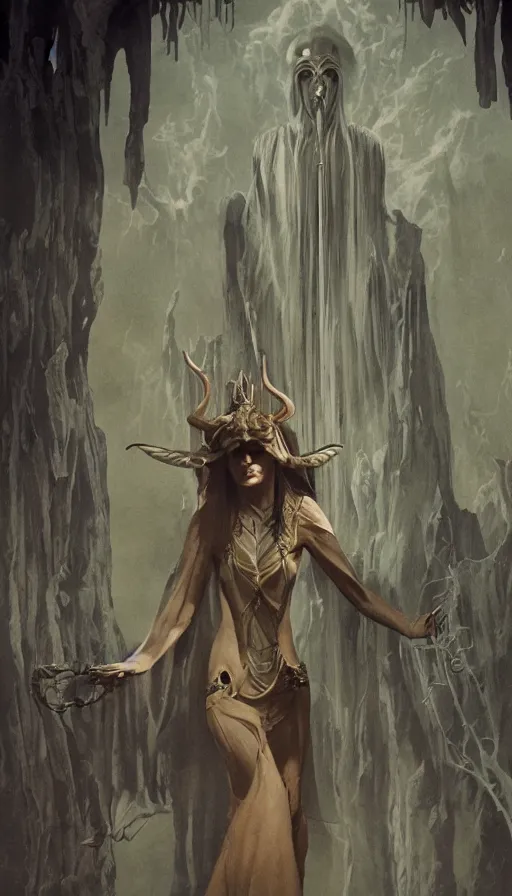 Image similar to the high priestess, matte painting, sam weber, wylie beckart