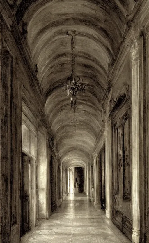 Image similar to haunted manor hallway by peter paul rubens