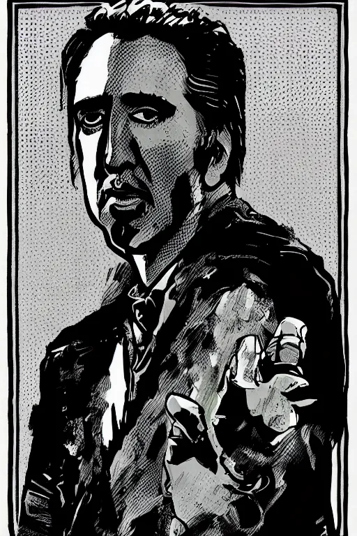 Prompt: Portrait of Nicholas Cage in Nishikie style