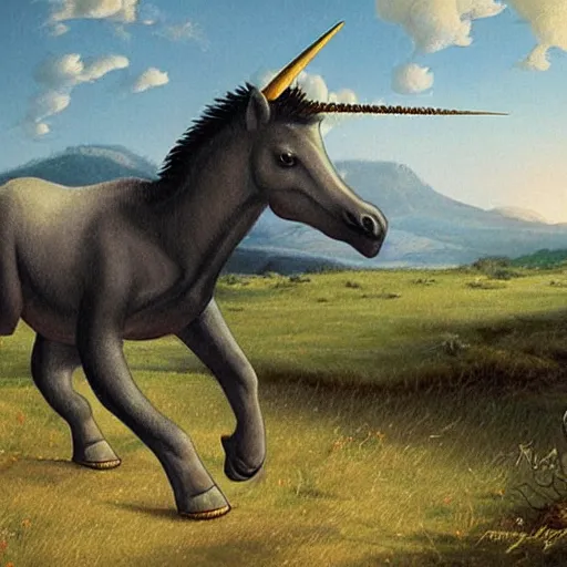 Image similar to the magdeberg unicorn, paleoart,