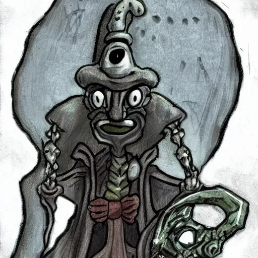 Image similar to squidward as a dark souls boss by Mark Powell