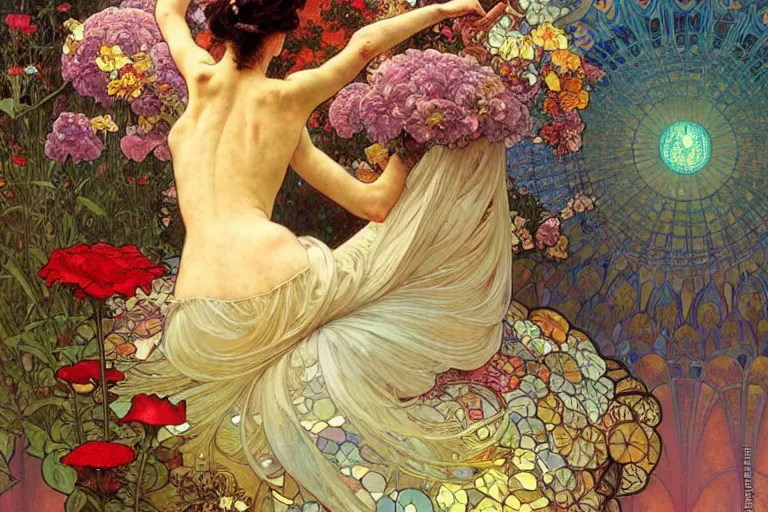 Prompt: 🌹🍄, intricate, futuristic, fantasy, elegant, thomas kindkade, moebius, alphonse mucha, loish, norman rockwell,