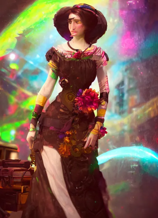 Prompt: Ada Lovelace full of colour, cinematic lighting, trending on artstation, 4k, hyperrealistic, focused, extreme details,unreal engine 5, cinematic, masterpiece