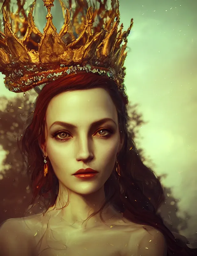 Image similar to blurred background. close-up portrait of a goddess in crown, by Anne Bachelier by Anka Zhuravleva, Anato Finnstark and Alena Aenami, Bruno Walpoth. unreal engine
