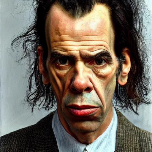 Image similar to high quality high detail painting by lucian freud, hd, nick cave