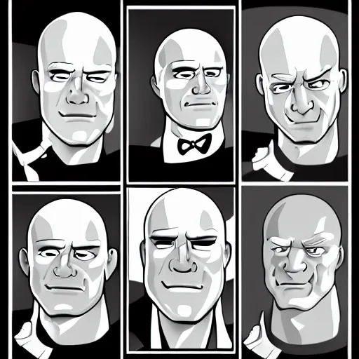 Image similar to mr. clean, various art styles